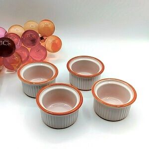 🌷HP! 4 Pink Emile Henry Fluted Rose Ramekins. France.